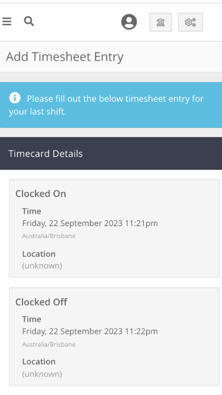 ndis software timesheet entry mobile screen