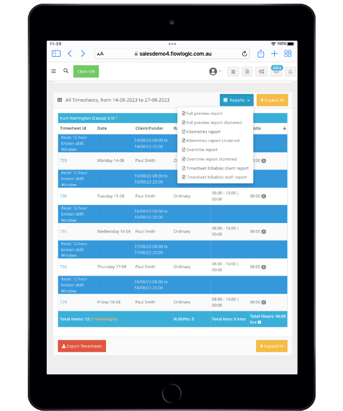 ndis software flowgic ipad screenshot